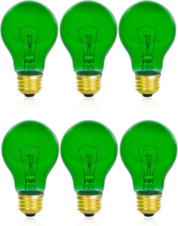 Mandala Crafts Clear 25 Watt Green Light Bulbs E26 Medium Base 120V 25W