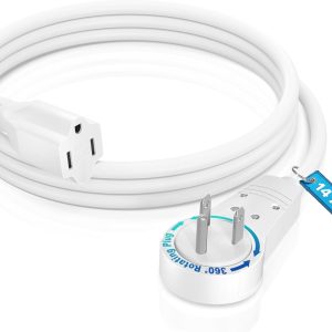 Maximm Cable 4 Feet 14Awg 360° Rotating Flat Plug Extension Cord/Wire, 3