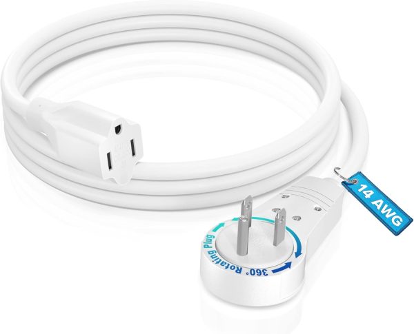 Maximm Cable 4 Feet 14Awg 360° Rotating Flat Plug Extension Cord/Wire, 3
