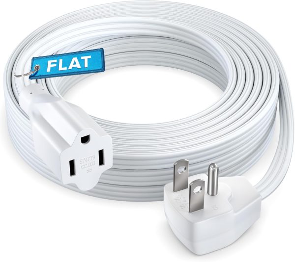 Maximm Extension Cord Heavy Duty (30 Feet) Flat Wire 3-Prong Flat Plug, 14