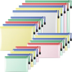 Mesh Zipper Pouch, 20PCS Waterproof Zipper Bags 4 Sizes 5 Colors Document