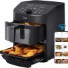 Midea Dual Basket Air Fryer Oven 11 Quart 8 in 1 Functions, Clear Window,