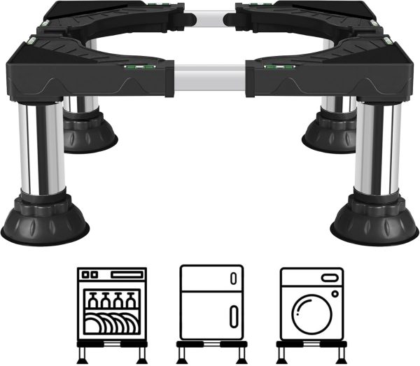 Mini Fridge Stand Height 7"-8.4" Adjustable Washer and Dryer Stand with 4