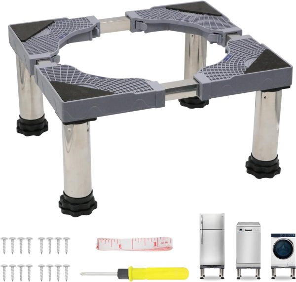 Mini Fridge Stand with 4 Strong Feet Height 9.3"-10.2" Adjustable Dryer