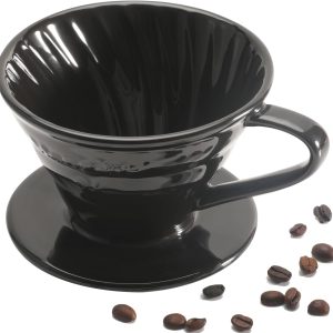 Mongdio V60 Ceramic Pour Over Coffee Dripper, Reusable Porcelain Portable