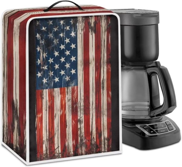 Old American Flag Coffee Maker Covers with Top Handle Portable Covers Anti