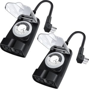 Outdoor Timer Outlet Waterproof, 24 Hour Outdoor Light Timer, Timers for