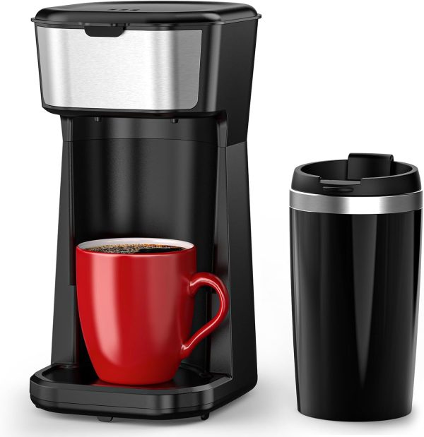 Personal Single Serve Coffee Maker - Quick Brew with Grounds and Tea Bags