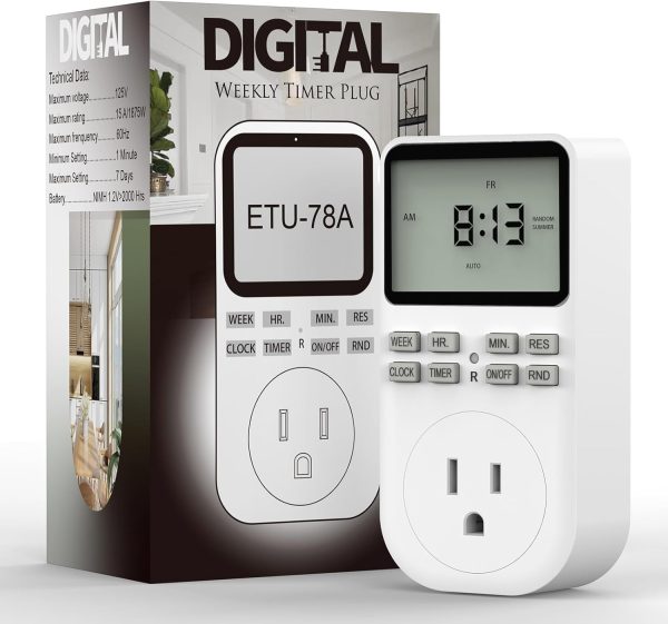 Plug in Digital Oulet Timer Switch 7 Day / 24 Hour Weekly Daily