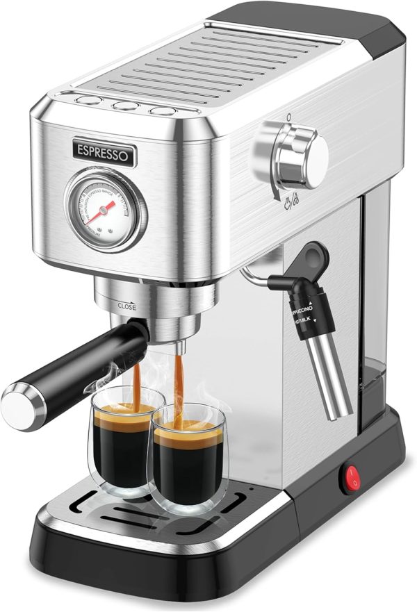 Pokk Espresso Machine, 20 Bar Professional Espresso Maker, Milk Frother