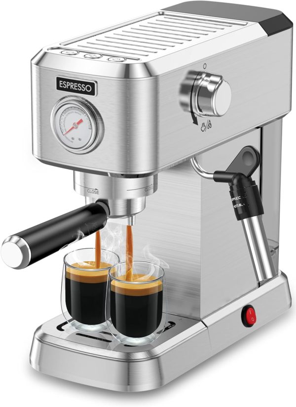 Pokk Espresso Machine 20 Bar, Upgraded 1350W Professional Espresso Maker