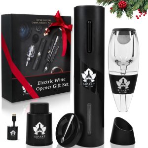 Premium Electric Wine Opener Gift Set - 5-in-1 Wine Opener kit w USB