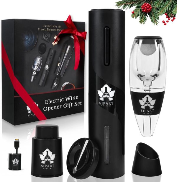 Premium Electric Wine Opener Gift Set - 5-in-1 Wine Opener kit w USB