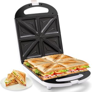 Pukomc Breakfast Sandwich Maker, 4-Slice Sandwich Press with Non-Stick