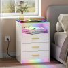 RGB Nightstand with Wireless Charging Station, Auto Sensor 24 Color
