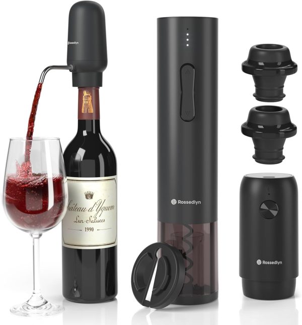 Rechargeable Electric Wine Opener Gift Set - Aerator, Bottle Opener, Foil
