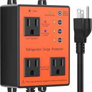 Refrigerator Surge Protector, 3-Outlet 120V for Home Appliance, Time Delay,