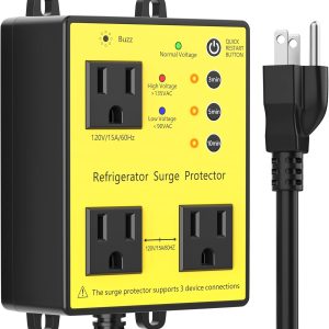 Refrigerator Surge Protector, 3Outlet 120V for Home Appliance, Time Delay,