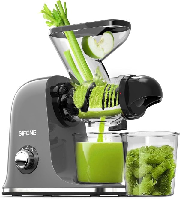 SiFENE Cold Press Juicer Machine, Compact Single Serve Slow Masticating