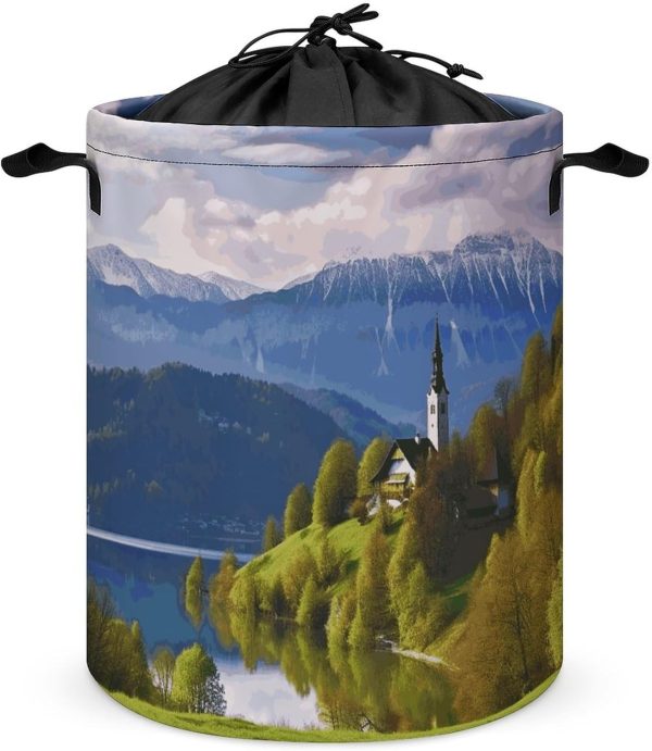 Slovenia Landscape Laundry Basket With Drawstring Laundry Hamper17.3 Inchs
