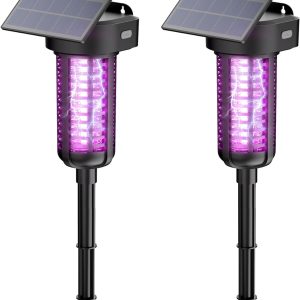 Solar Bug Zapper Outdoor 2 Pack, Garden Mosquito Zapper Waterproof &