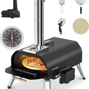 Sounday Pellet Pizza Oven Outdoor, 12" Outdoor Pizza Oven with 360°Auto