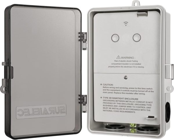 Suraielec WiFi Pool Timer, 120/277V Individual Switches Pool Pump Timer, 40