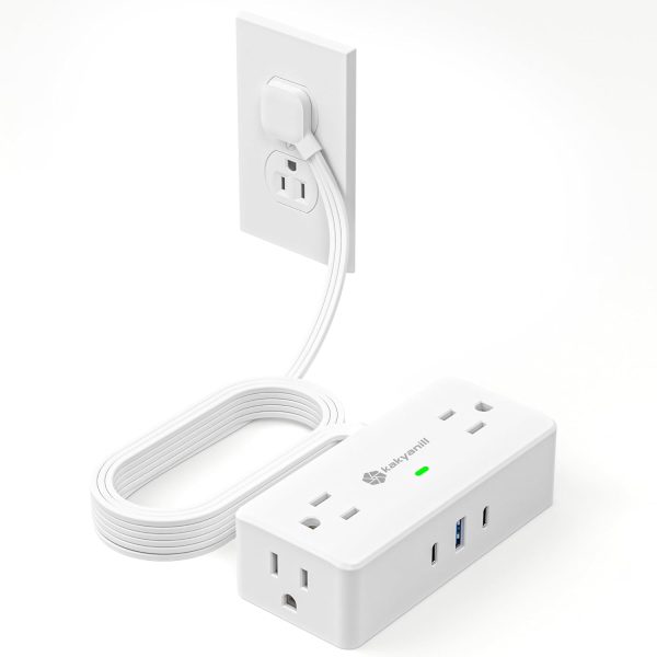 Surge Protector Power Strip, 10 ft Flat Extension Cord with 4 Outlets 3 USB