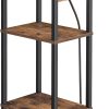 Tall End Table with Charging Station and USB Ports, 3 Tier Narrow Side