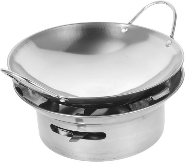 UPKOCH 1 Set Stainless Steel Hot Pot with Alcohol Stove, Portable Spirit