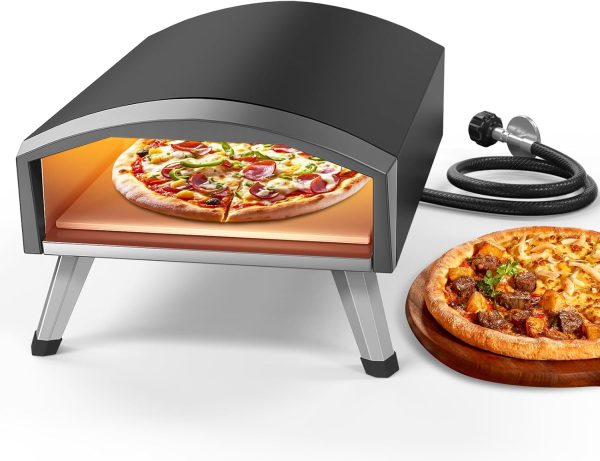 Uniflasy 12" Portable Propane Gas Pizza Oven - 3-Layer Design for Superior