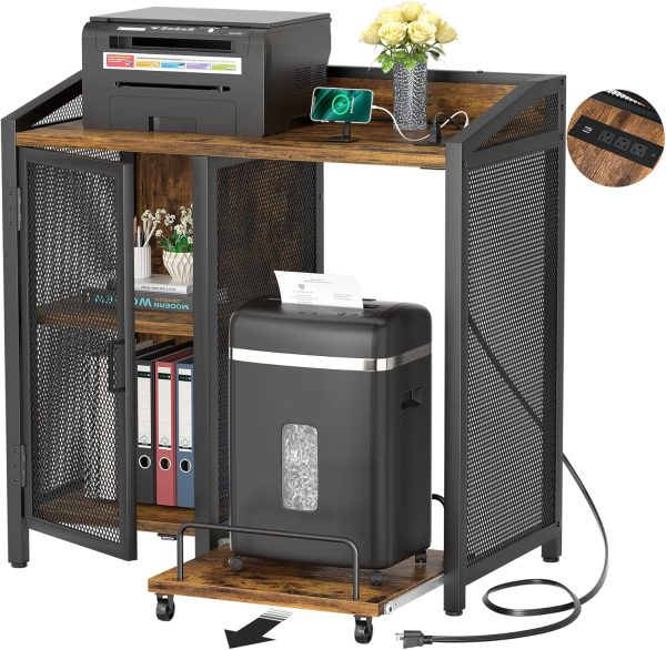 Unikito 3-Tier Lateral Office Filing Cabinets with Socket and USB Charging