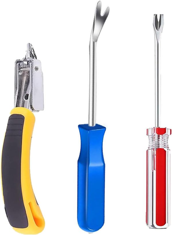 Upholstery Staple Remover Tool Kit,Heavy Duty Carpet Tack Strip Nail Wood