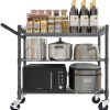 YNN Metal Utility Rolling Cart, 990lbs Capacity 3 Tier Heavy Duty NSF