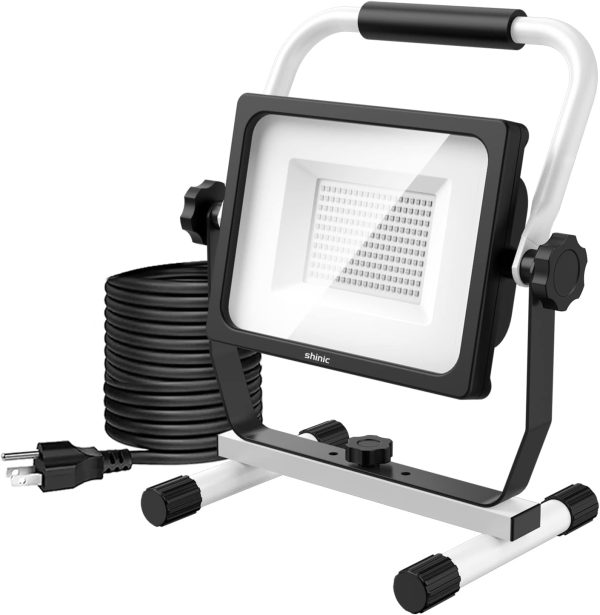 shinic 10000lm LED Work Light with Stand, 95W Outdoor Flood Light, IP66