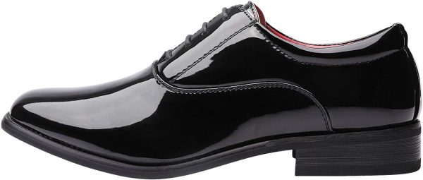Bruno Marc Men's Faux Patent Leather Tuxedo Derby Dress Shoes Classic - Image 2