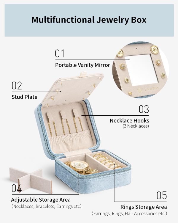 Vlando Travel Essentials for Women Jewelry Box, Travel Accessories for Teen - Image 2
