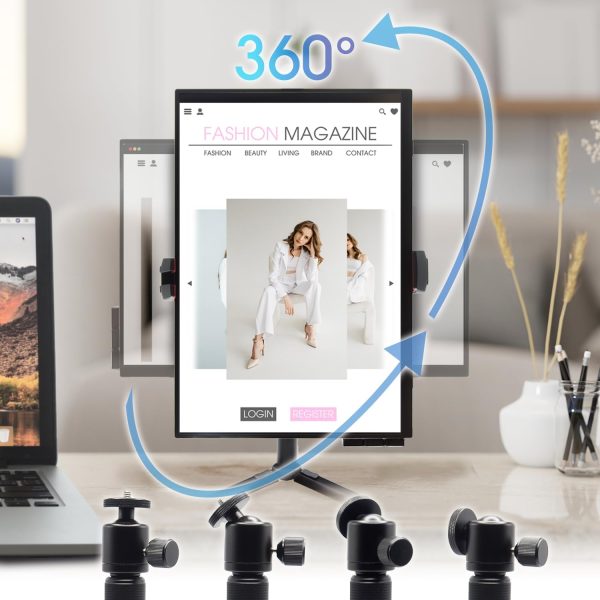 Kado Metal Portable Monitor Stand Tripod, 2-In-1 Phone/Tablet Clamp - Image 4