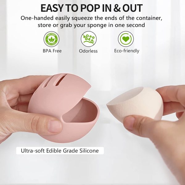 Makeup Sponge Holder,2PCS Double-sided Breathable Silicone Beauty Blender - Image 2