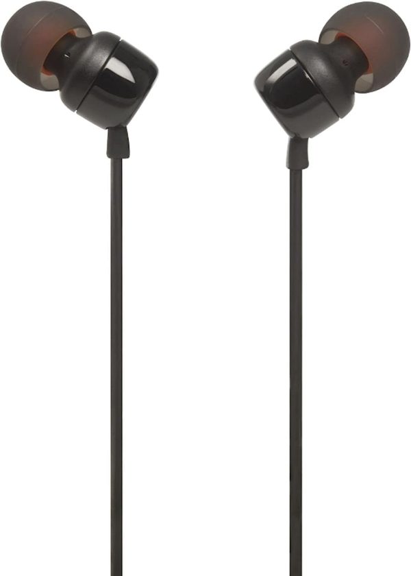 Tune 110 Wired in-Ear Headphones - Black, with Black Velvet Storage Pouch - Image 2