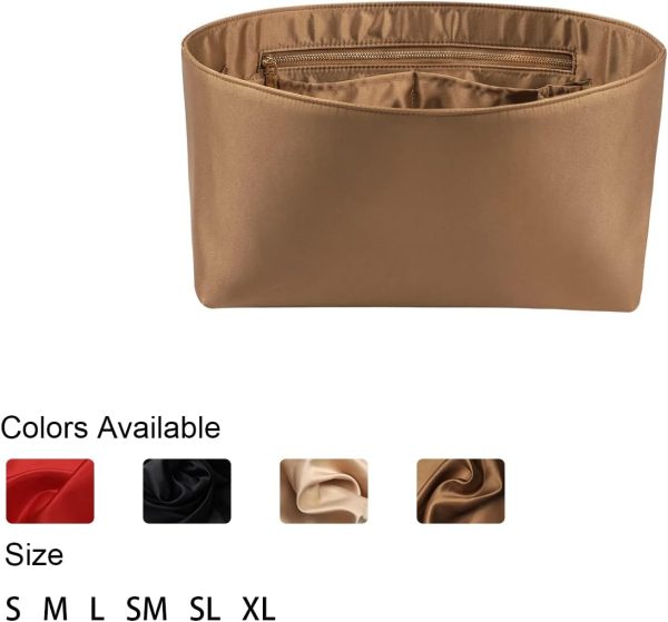 Purse Organizer Insert For Handbags, Silk Purse Organizer with Zipper, Silk - Image 7