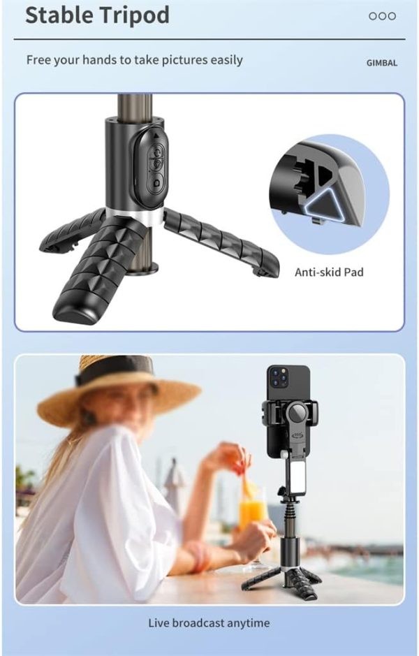 Gimbal Stabilizer for Smartphone 2 Axis Selfie Stick Tripod with Face - Image 5