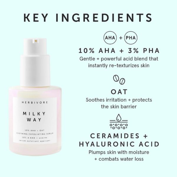HERBIVORE Milky Way 10% AHA + Oat Soothing Exfoliating Serum – Multitasking - Image 2