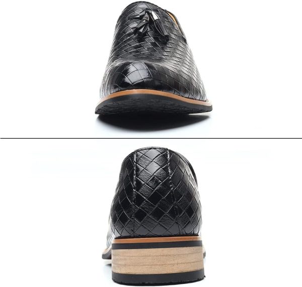 Mens Slip On Dress Shoes Leather Tassel Loafers - Image 3
