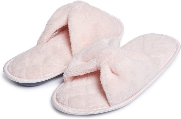 Laura Ashley Ladies Open Toe Plush Terry Slipper - Image 2