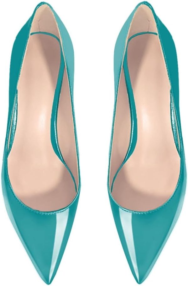 Women's Fashion Patent Leather Stiletto Pointed Toe Slip On 2.5 Inch Mid - Image 3