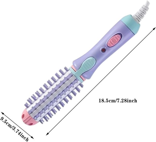 Mini Curling Iron Brush,Heated Round Styling Brush 2-in-1 Hair - Image 3