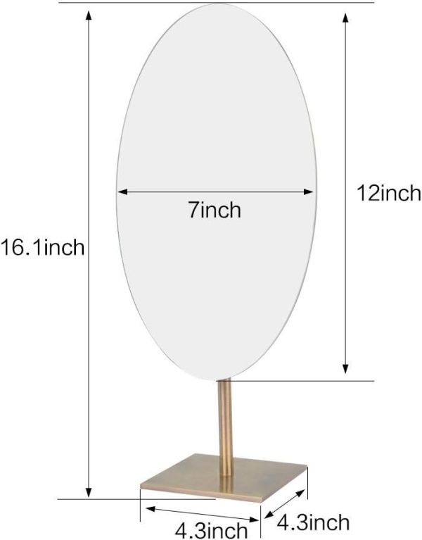 GURUN Large Oval Tabletop Vanity Mirror 7x12 Antique Brass Luxuries Makeup - Image 2