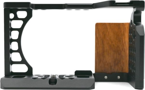 Camera Cage with Wood Handgrip Compatible for Sony Alpha A6400 A6300 A6000 - Image 4