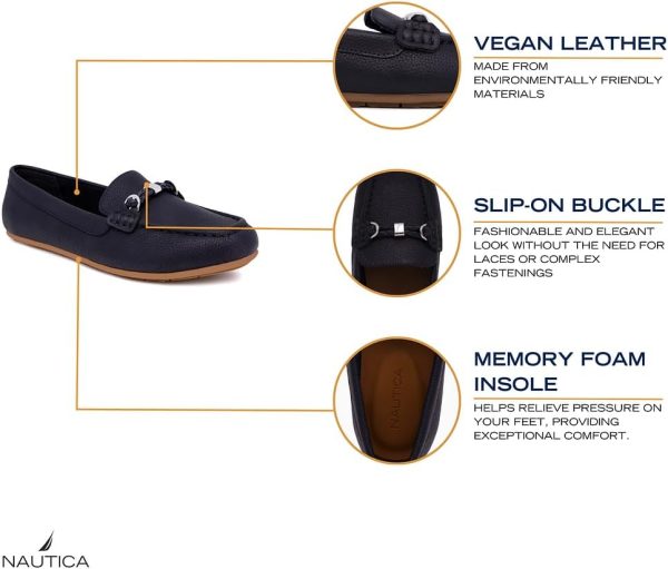 Nautica Woman Flat Loafers Designer Vegan Leather Penny Shoes Slip On - - Image 4